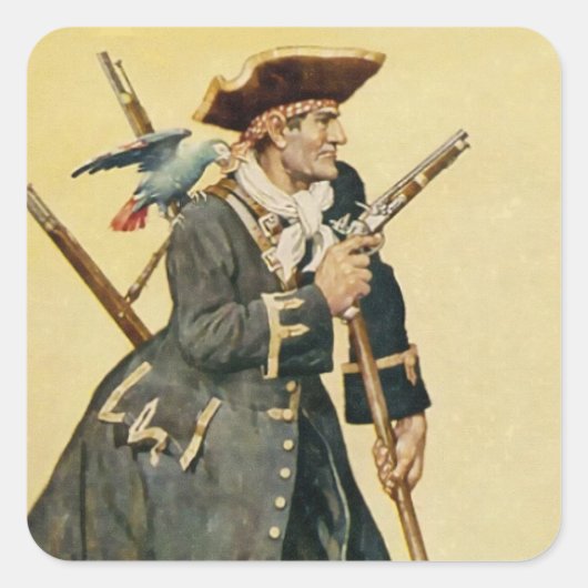 "Long John Silver" von "Treasure Island" Quadratischer Aufkleber (Vorderseite)