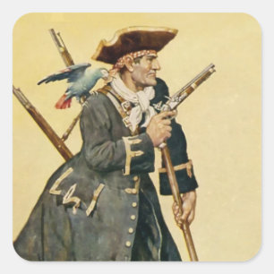 "Long John Silver" von "Treasure Island" Quadratischer Aufkleber