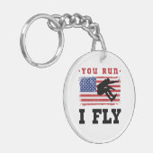 Long Jump American Flag, die du läufst. Schlüsselanhänger (Vorderseite links)