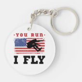 Long Jump American Flag, die du läufst. Schlüsselanhänger (Rückseite)