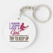 Long Jump Ich weiß, ich springe wie ein Mädchen Be Schlüsselanhänger (Rückseite)
