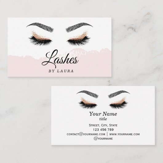 Long Lash Extension Makeup Artist Business Card Visitenkarte (Vorne/Hinten)
