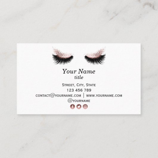 Long Lash Extension Makeup Rose Gold Visitenkarte (Rückseite)