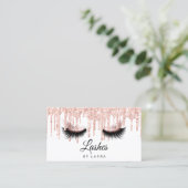 Long Lash Extension Makeup Rose Gold Visitenkarte (Stehend Vorderseite)