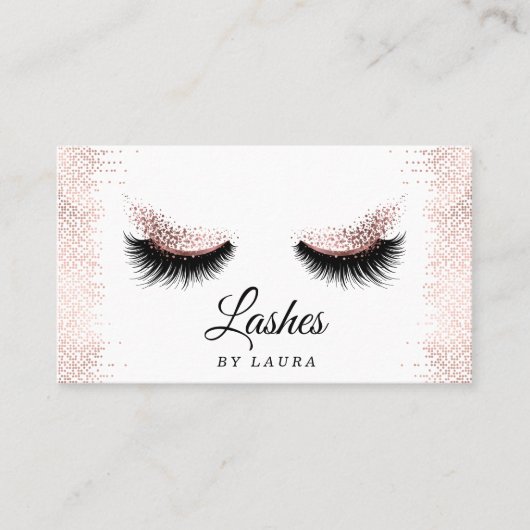 Long Lash Extension Makeup Rose Gold Visitenkarte (Vorderseite)