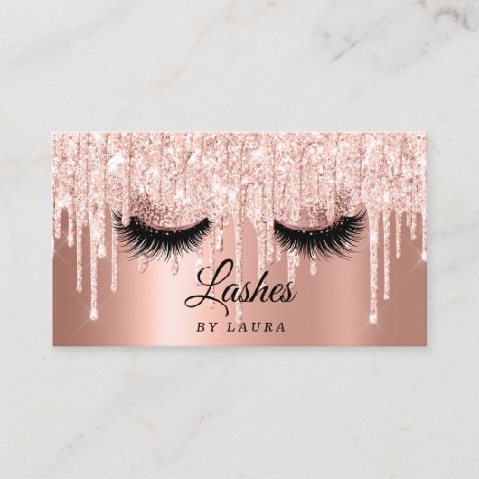 Long Lash Extension Makeup Rose Gold Visitenkarte (Vorderseite)