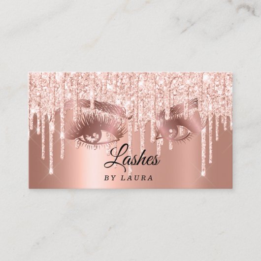 Long Lash Extension Makeup Rose Gold Visitenkarte (Vorderseite)