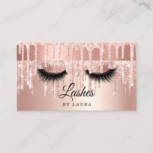 Long Lash Extension Makeup Rose Gold Visitenkarte (Vorderseite)