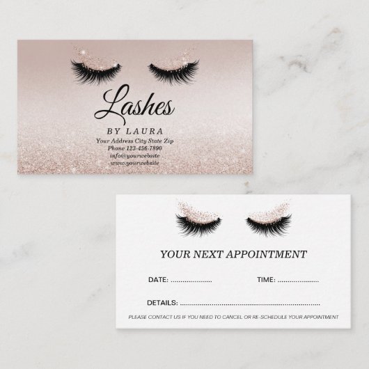 Long Lash Extension Makeust Artist Business Card V Visitenkarte (Vorne/Hinten)