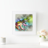 Long legged frog 100924AREF149 - Watercolor Quadratische Wanduhr (Zuhause)