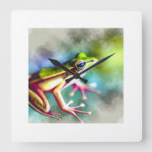 Long legged frog 100924AREF149 - Watercolor Quadratische Wanduhr (Vorderseite)
