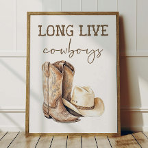 Long Live Cowboys Poster Kids Western Room Decor
