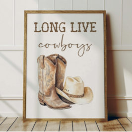 Long Live Cowboys Poster Kids Western Room Decor