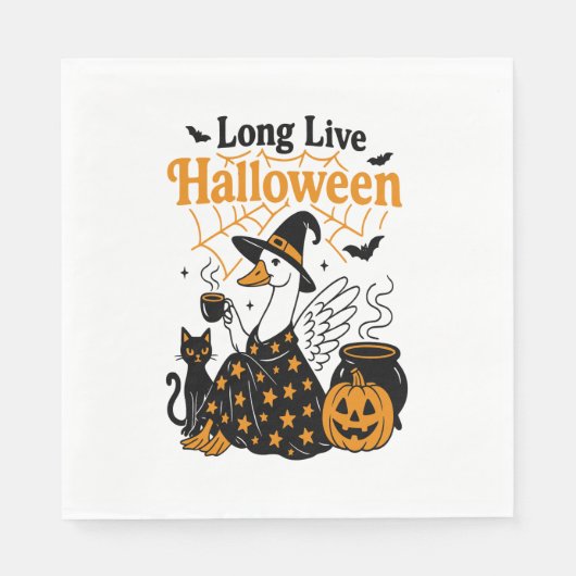 Long Live Halloween Goose Hexe Serviette (Vorderseite)