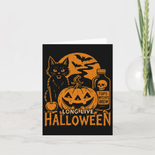 Long Live Halloween Pumpkin Black Cat Spooky Vibes Karte