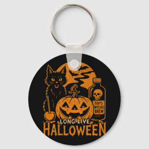 Long Live Halloween Pumpkin Black Cat Spooky Vibes Schlüsselanhänger
