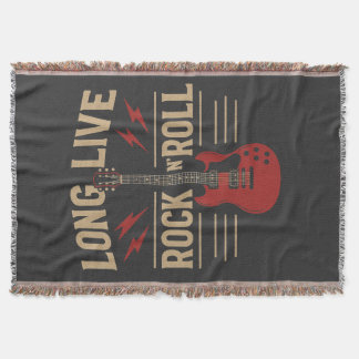 Long Live Rock N' Roll Vintage Electric Guitar Tee Decke