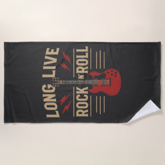Long Live Rock N' Roll Vintage Electric Guitar Tee Strandtuch