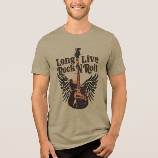 Long live Rock'n'Roll wings Gitarre Tri-Blend Shirt (Vorderseite)