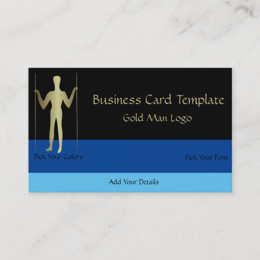 Long Man - Simple Gold Man Logo Visitenkarte (Vorderseite)