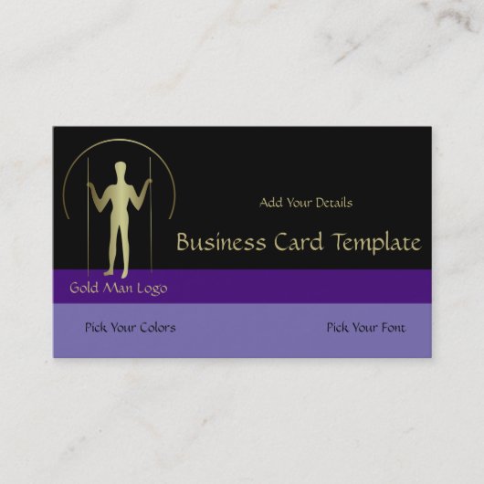 Long Man - Simple Gold Man Logo Visitenkarte (Vorderseite)