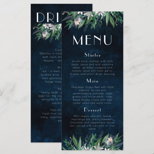 Long menu 4x9 Template 9, Menükarte (Vorne/Hinten)