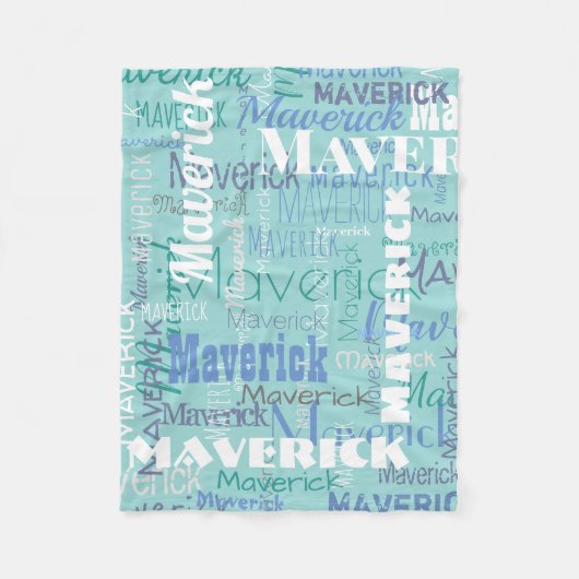 Long Name Graffiti Muster Typografie Blau Aquamari Fleecedecke (Vorderseite)