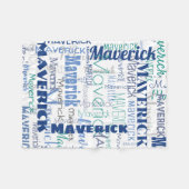 Long Name Graffiti Muster Typografie Blau Weiß Fleecedecke (Vorderseite (Horizontal))