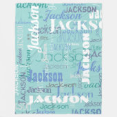 Long Name Graffiti Muster Typografie Blue Aquamari Fleecedecke (Vorderseite)