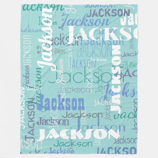 Long Name Graffiti Muster Typografie Blue Aquamari Fleecedecke (Vorderseite)