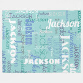 Long Name Graffiti Muster Typografie Blue Aquamari Fleecedecke (Vorderseite (Horizontal))