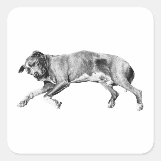 Long Nap Cutout, Yuletide Quiet Quadratischer Aufkleber (Vorderseite)