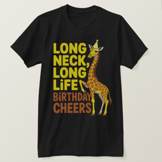 Long Neck Birthday Giraffe T-Shirt (Design vorne)