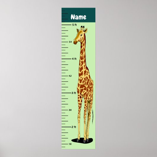Long Neck Giraffe Growth Chart addieren Kindername Poster (Vorne)