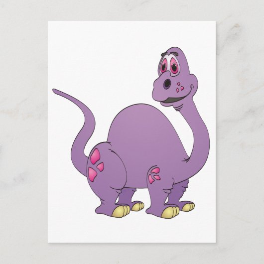 Long Neck Lila Dinosaur Cartoon Postkarte (Vorderseite)