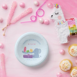 Long-Nosed  Elephant & Gifts Birthday Paper Bowl Pappteller