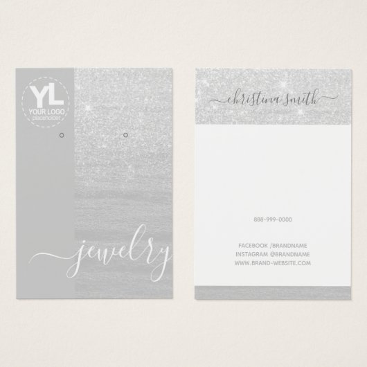 Long Orings Display Glamour Silver Glitzer Glam (Vorne & Hinten)