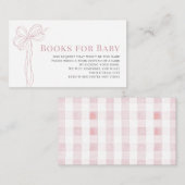 Long Pink Bow Ribbon Girl Baby Shower Book Request Begleitkarte (Vorne/Hinten)