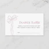 Long Pink Bow Ribbon Girl Diaper Raffle Ticket Begleitkarte (Vorderseite)