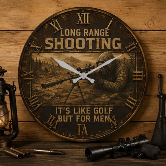 Long Range Shooting Precision Marksman Rustic Große Wanduhr