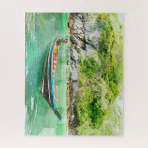 Long Schwanz Boat and Island in Thailand Aquarell Puzzle