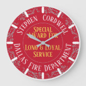 Long Service Fireman Loyal Service Award Große Wanduhr (Vorderseite)