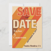 Long Shadow Groovy Orange und Brown Wedge Save The Date (Vorderseite)