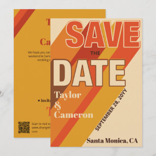 Long Shadow Groovy Orange und Brown Wedge Save The Date