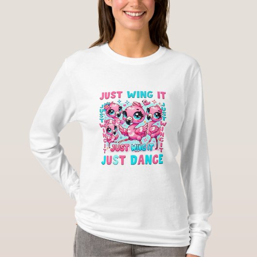 Long Sleeve T - Shirt Kawaii Flamingo Mode! 🦩 (Vorderseite)