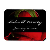 Long Stem Rote Rose Personal Wedding Magnet (Horizontal)