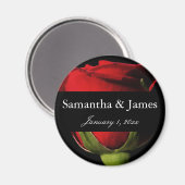 Long Stem Rote Rose Personal Wedding Magnet (Vorderseite/Rückseite)