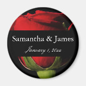 Long Stem Rote Rose Personal Wedding Magnet (Vorne)