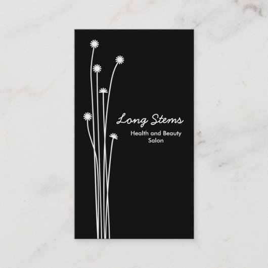 Long Stems - Schwarz und Weiß Visitenkarte (Vorderseite)