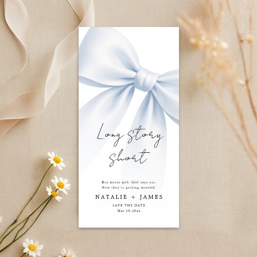 Long Story Short | Elegant Bow Bookmark Wedding Save The Date